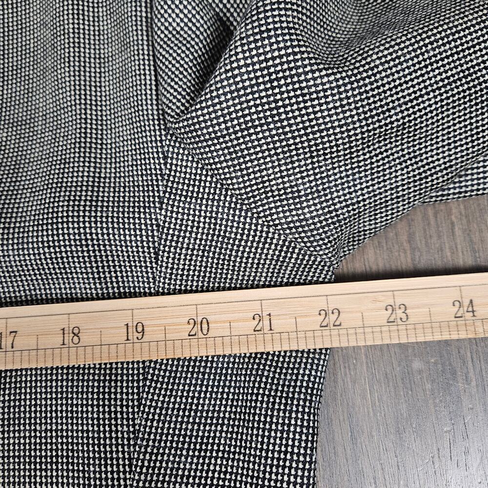 Marshall Fields Mens 42L Blazer Silk Wool Houndstooth Sport Coat Black Ivory - Picture 7 of 11